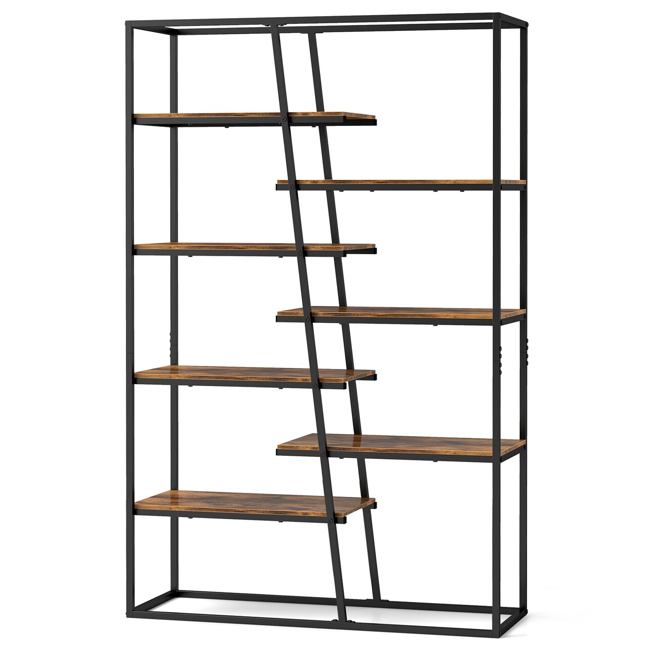 71-Inch 7-Tier Etagere Bookcase with Heavy-Duty Metal Frame and